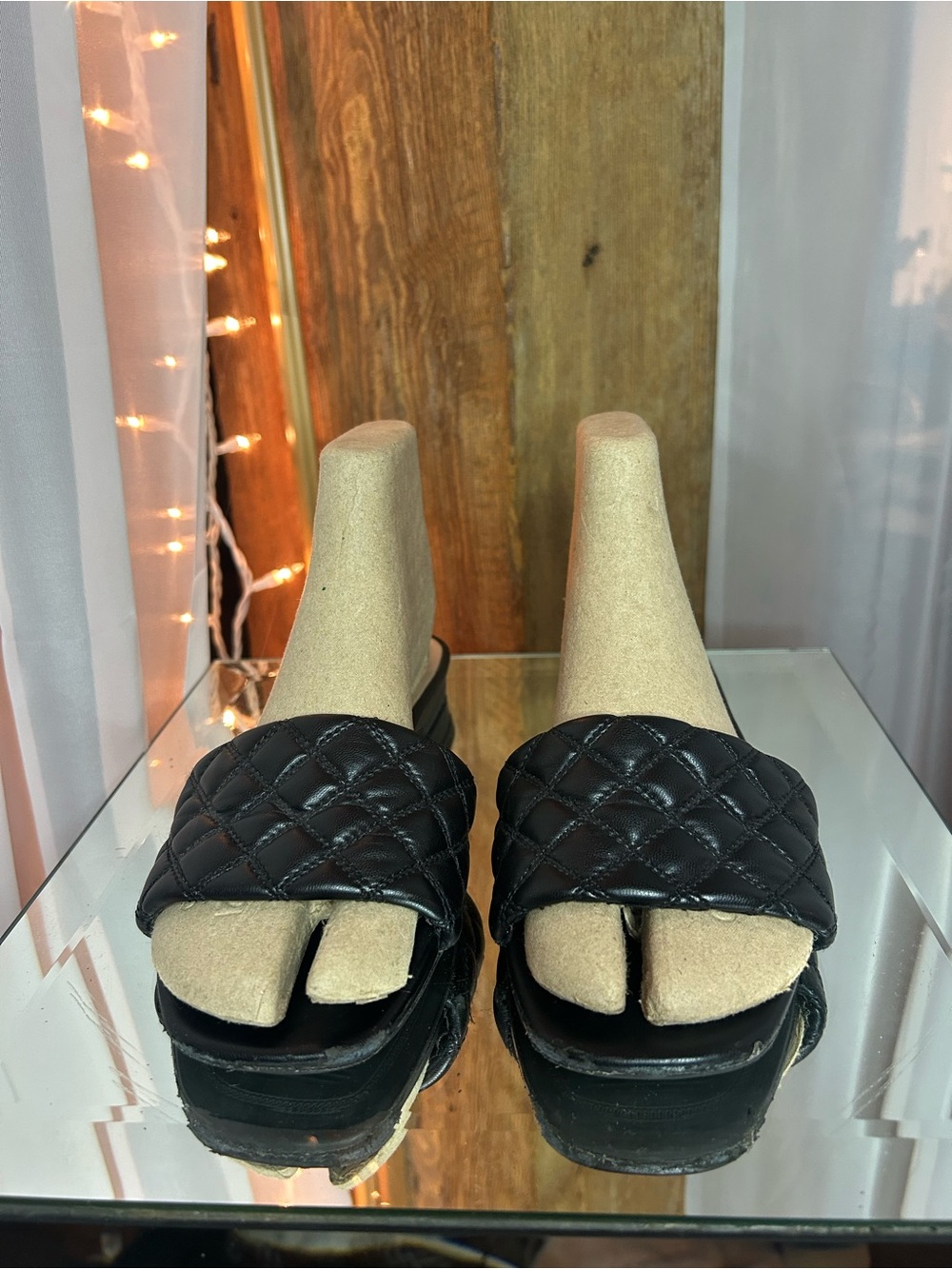 A NEW DAY - TARGET Quilted Black Slide Casual Beach Summer Elevated Sandals